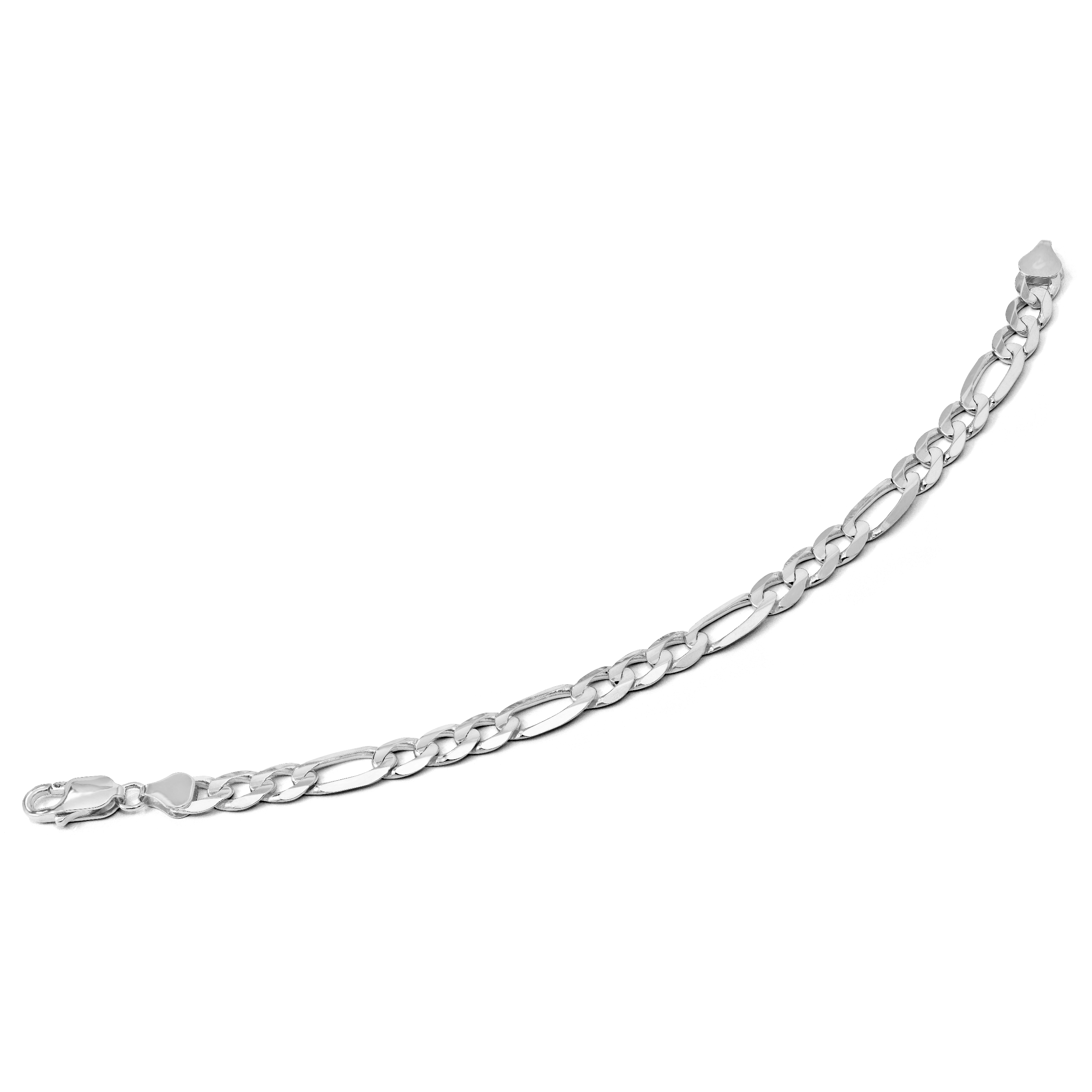 14K White Gold 6mm Flat Figaro Chain Secondary image