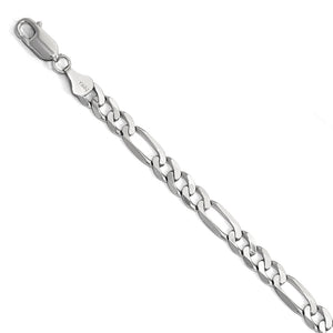 14K White Gold 6mm Flat Figaro Chain