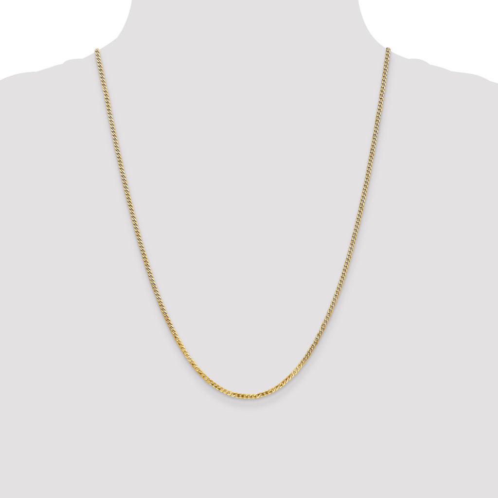14K 2.2mm Flat Beveled Curb Chain