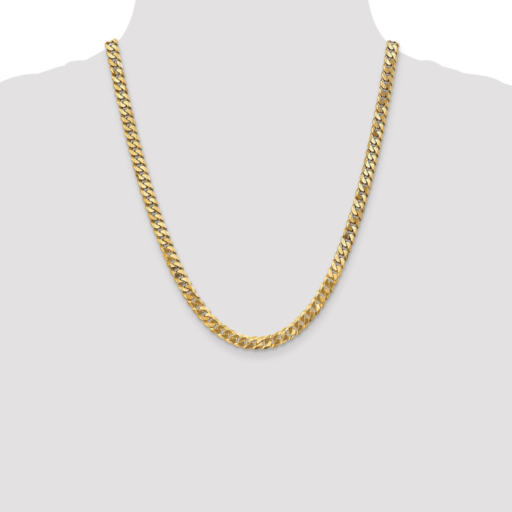 14K 6.1mm Flat Beveled Curb Chain