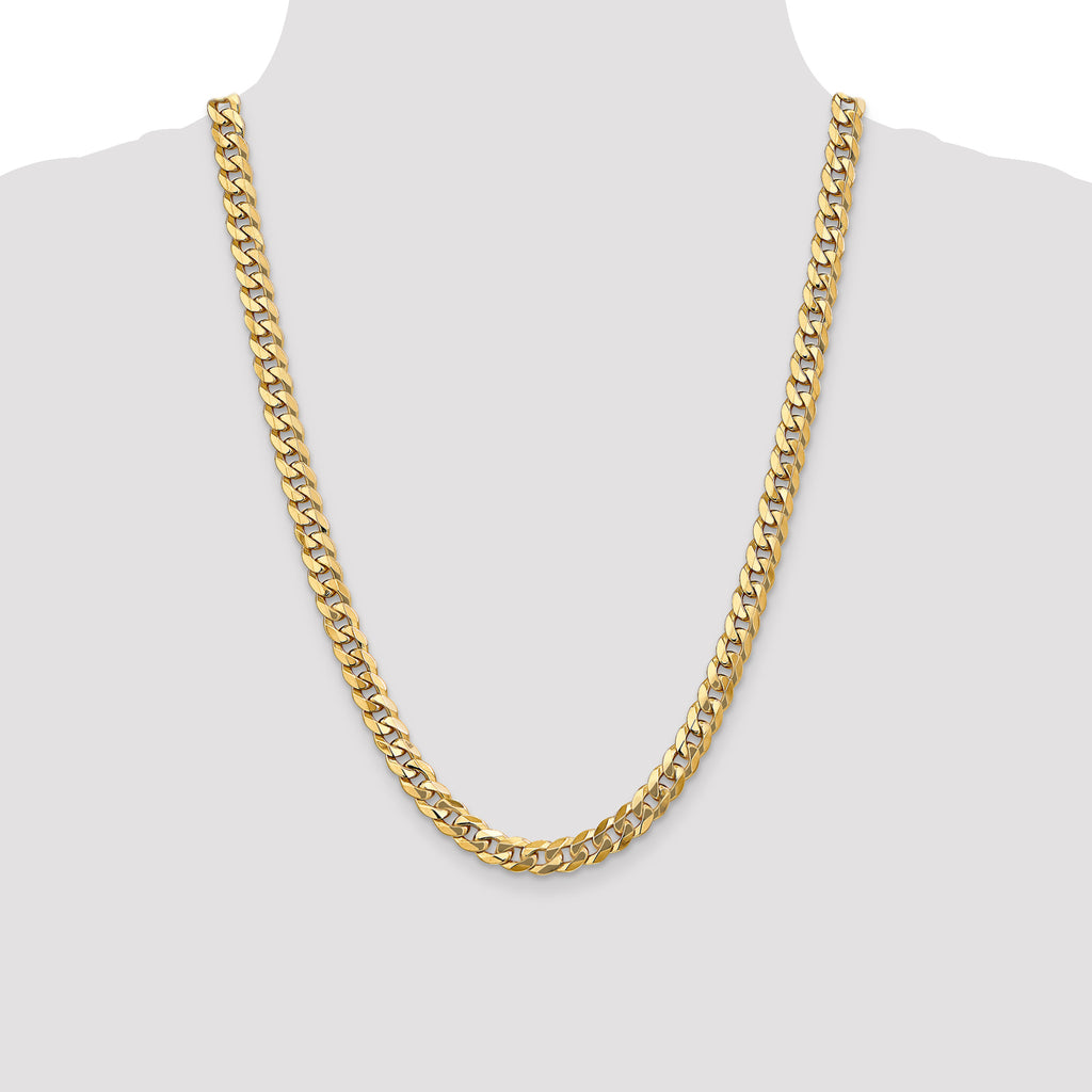 14K 8mm Flat Beveled Curb Chain