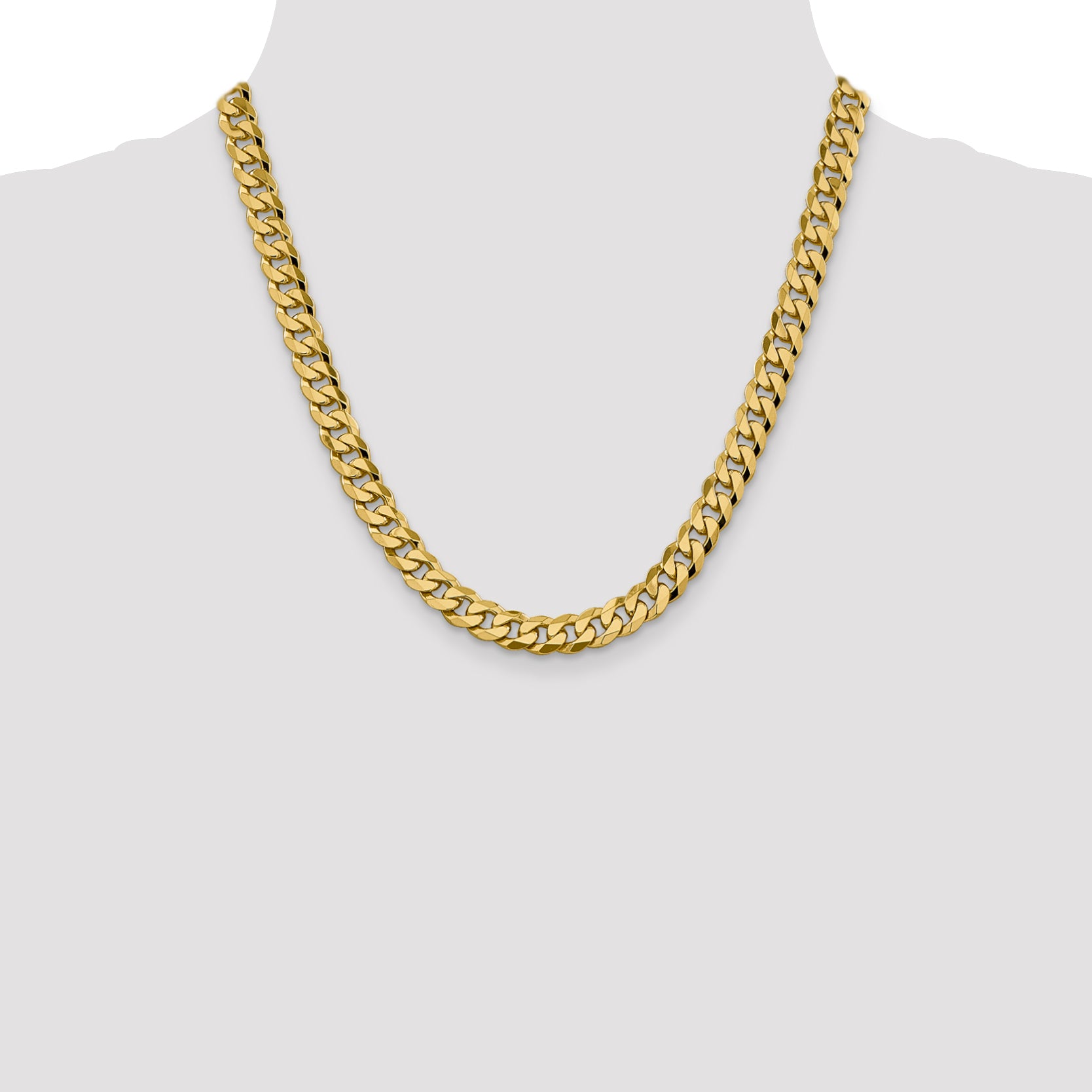 14K 8.75mm Flat Beveled Curb Chain