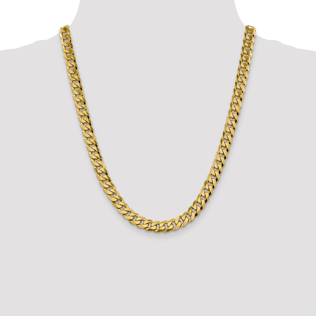 14K 8.75mm Flat Beveled Curb Chain