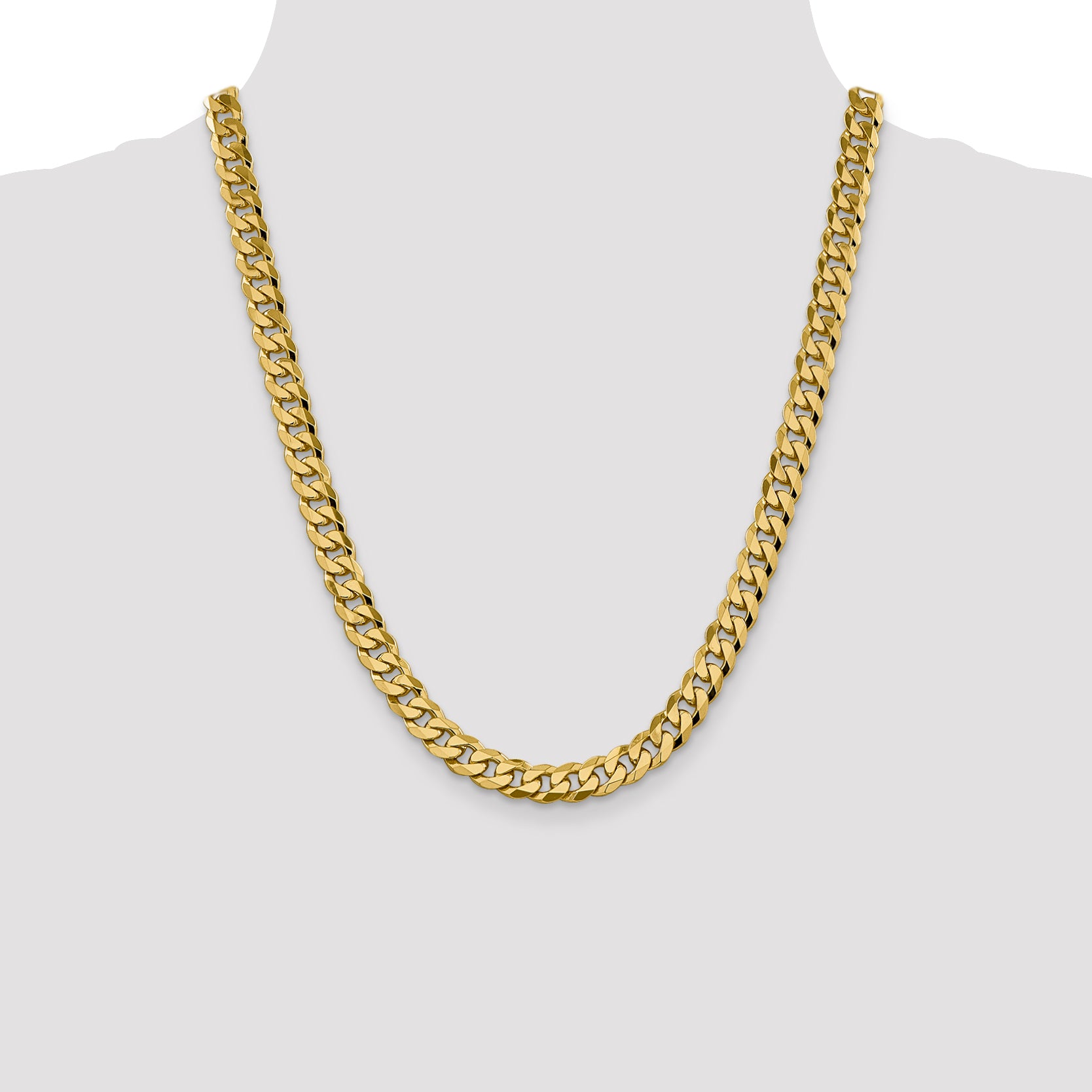14K 8.75mm Flat Beveled Curb Chain