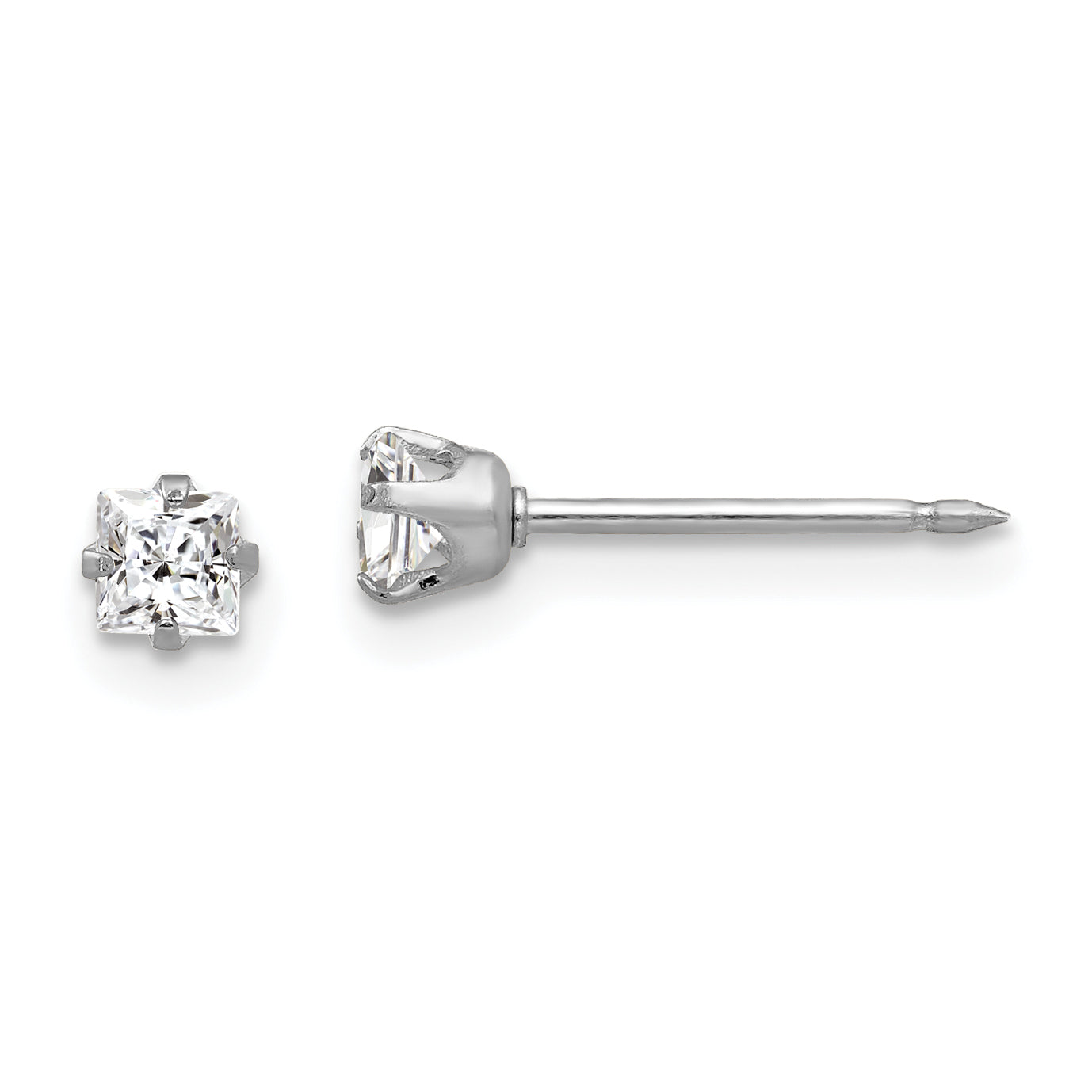 Inverness 14k White Gold 3mm Square CZ Post Earrings Main image