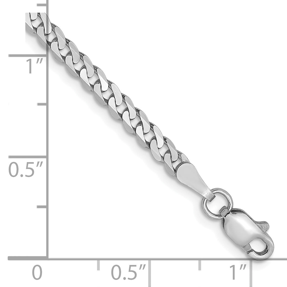 14K White Gold 2.9mm Flat Beveled Curb Chain Secondary image