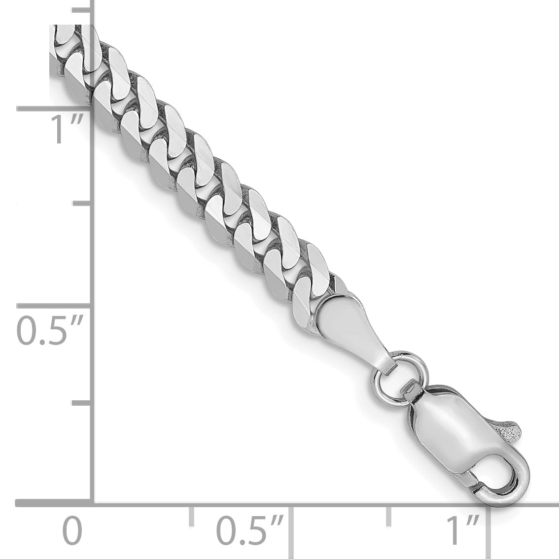 14K White Gold 3.9mm Flat Beveled Curb Chain Secondary image