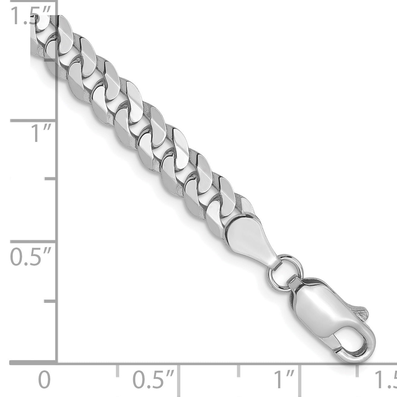 14K White Gold 4.5mm Flat Beveled Curb Chain Secondary image