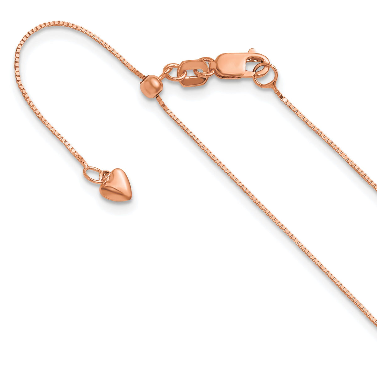 Box Chain Necklace in 14K Rose Gold, 0.55mm Adjustable, 22 Inch - Sophia Jewelers Main image