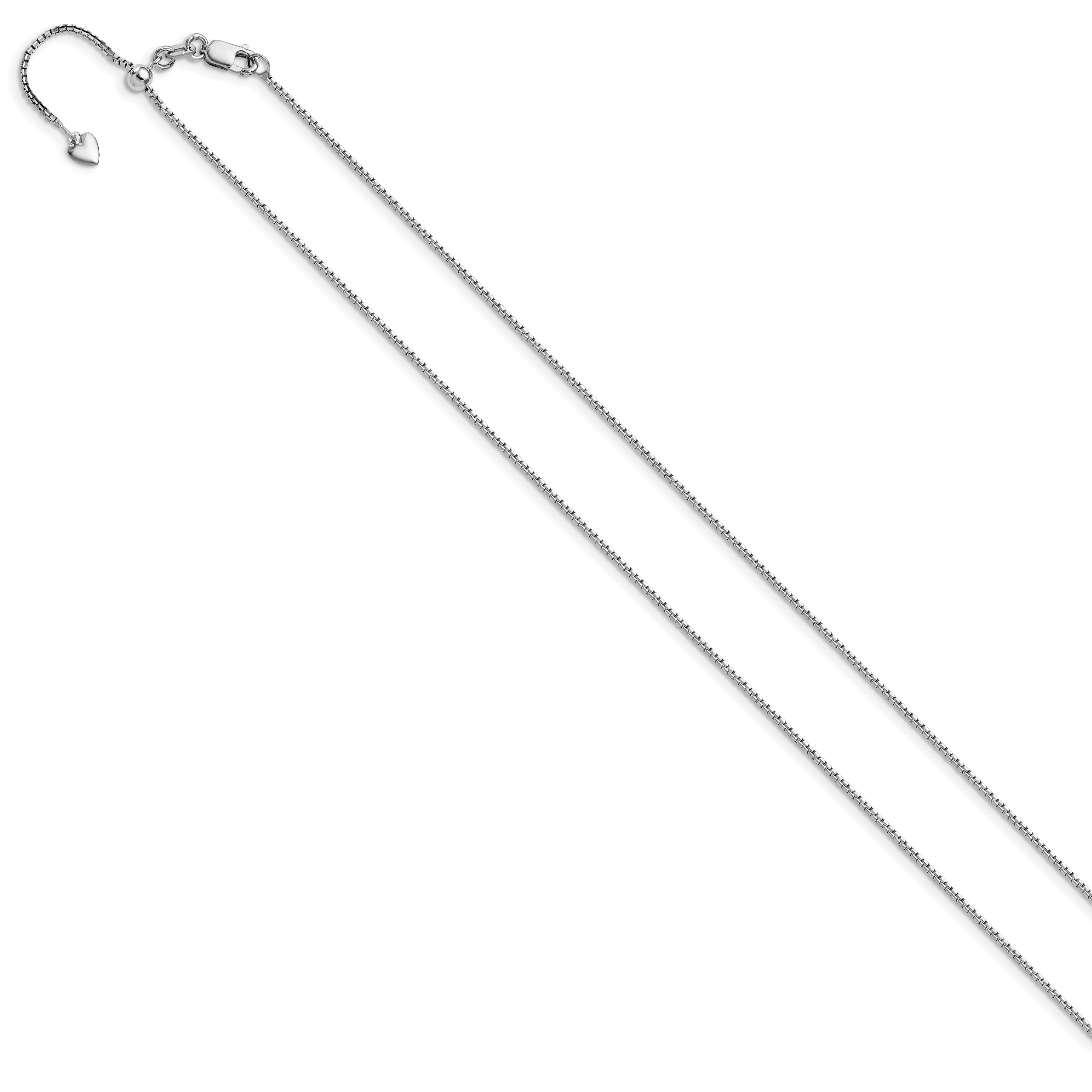 14K White Gold Adjustable 1mm  D/C Box Chain Secondary image