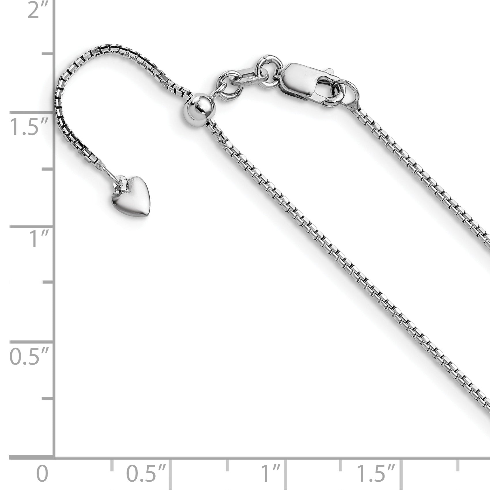 14K White Gold Adjustable 1mm  D/C Box Chain