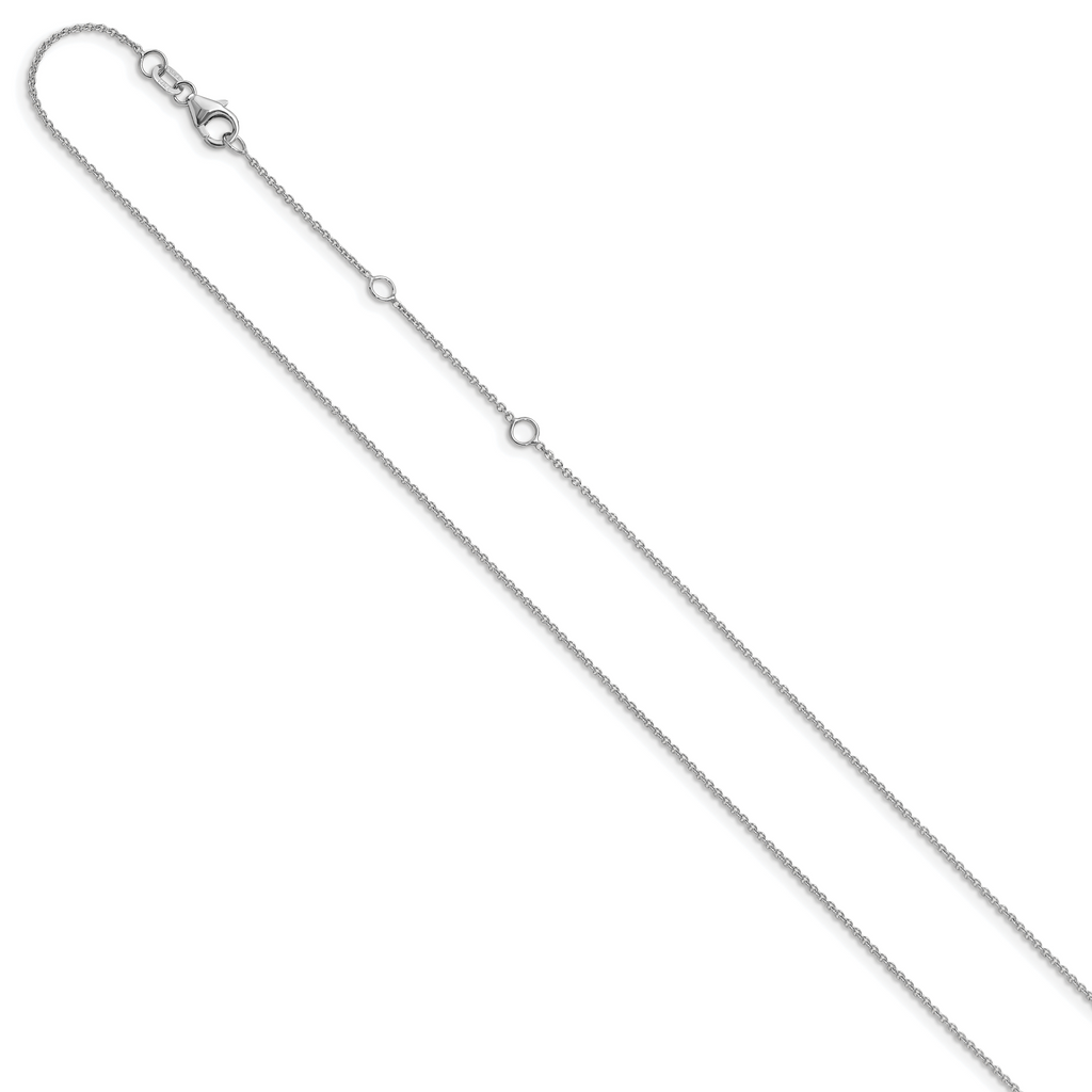 14k White Gold 1.10mm Round Cable 1in+1in Adjustable Chain