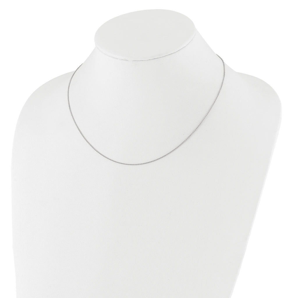 14k White Gold 1.25mm Round Cable 2in+2in Adjustable Chain