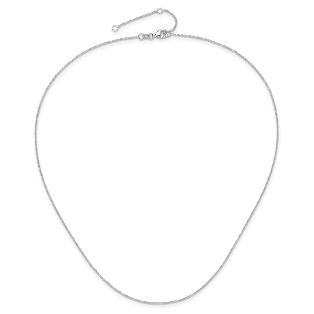 14 Karat White Gold 1.10mm Round Cable 1in+1in Adjustable Chain - View 4