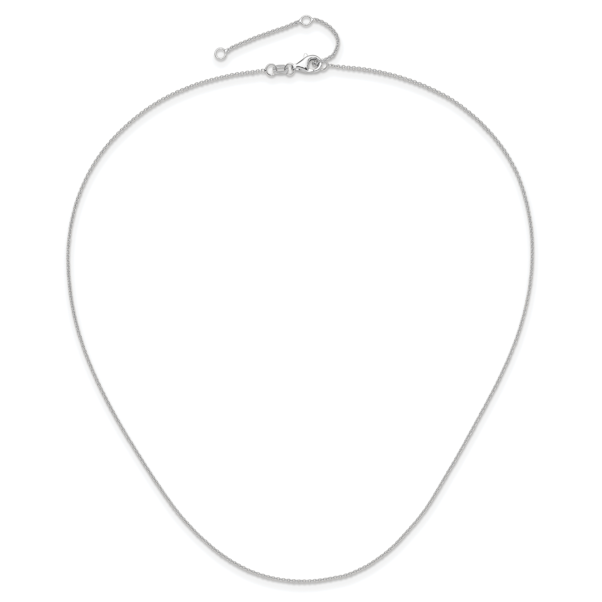14 Karat White Gold 1.10mm Round Cable 1in+1in Adjustable Chain - View 4