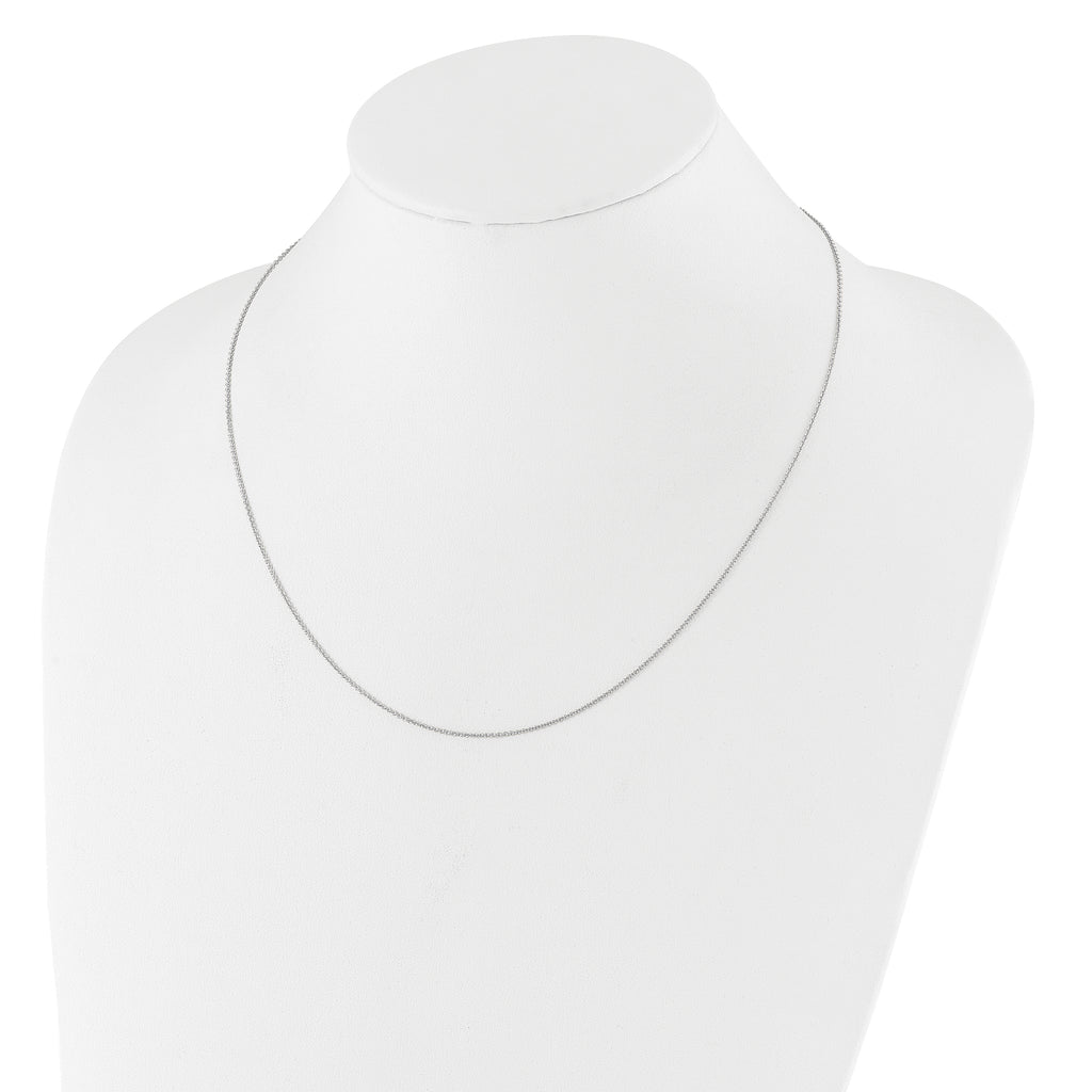 14k White Gold 1.25mm Round Cable 2in+2in Adjustable Chain