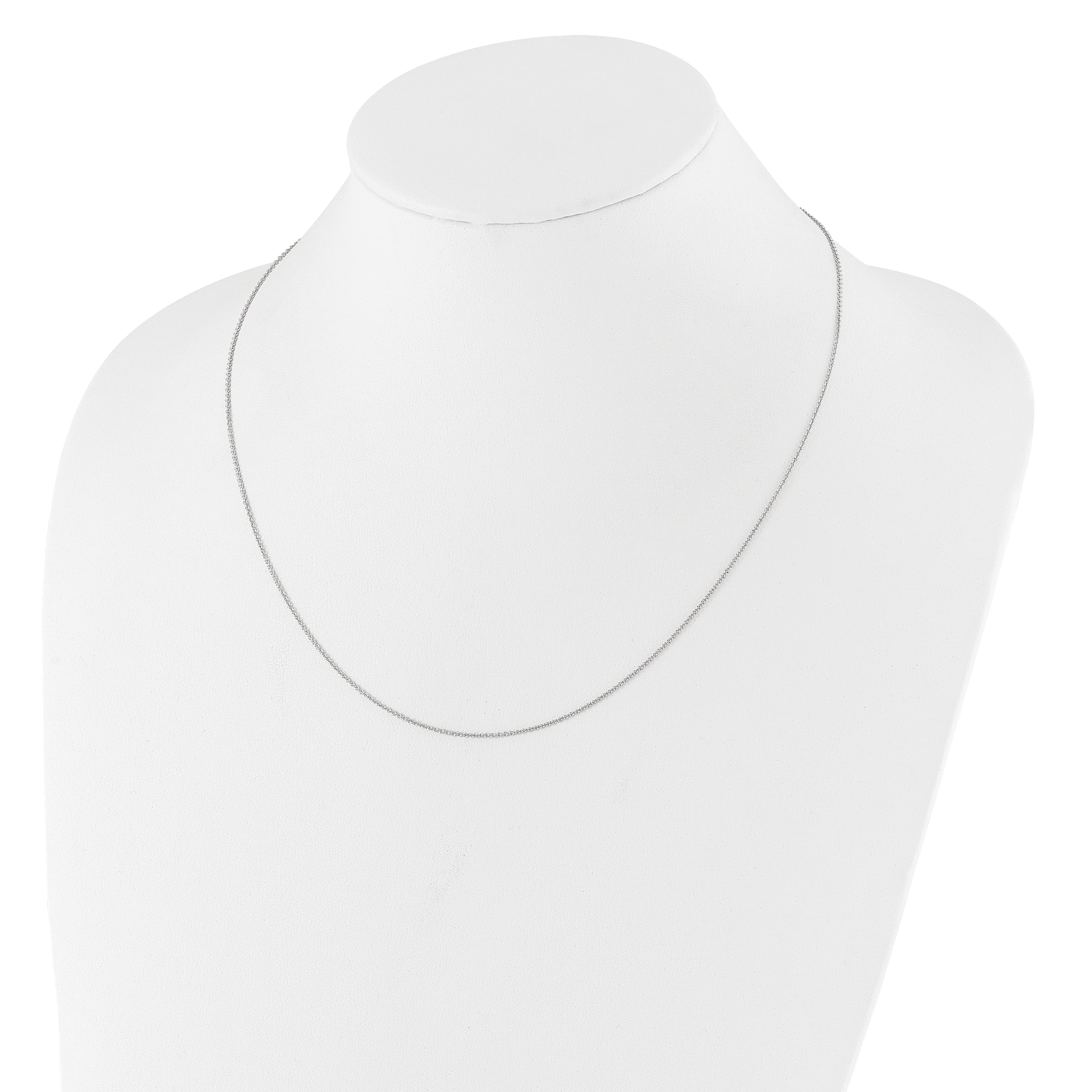 14k White Gold 1.25mm Round Cable 2in+2in Adjustable Chain