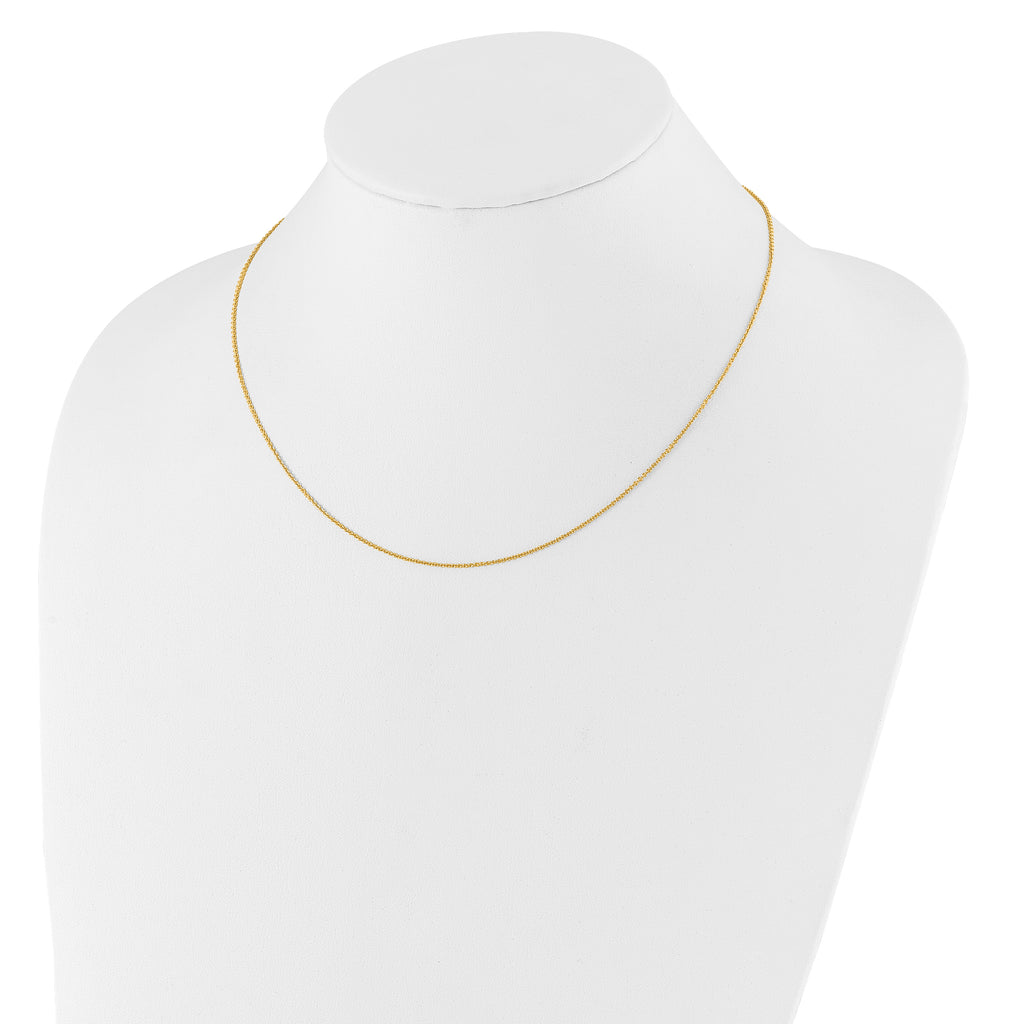 14k Yellow Gold 1.10mm Round Cable 1in+1in Adjustable Chain