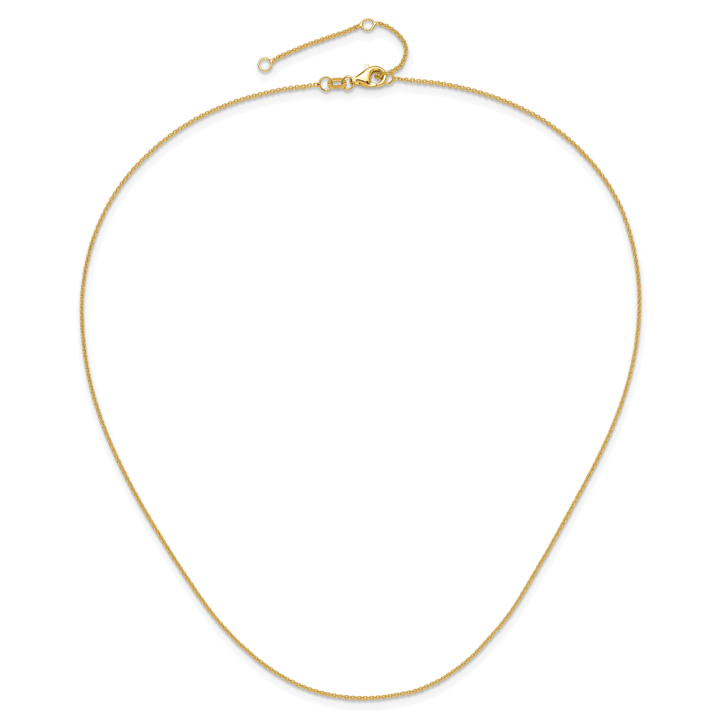 14k Yellow Gold 1.10mm Round Cable 2in+2in Adjustable Chain