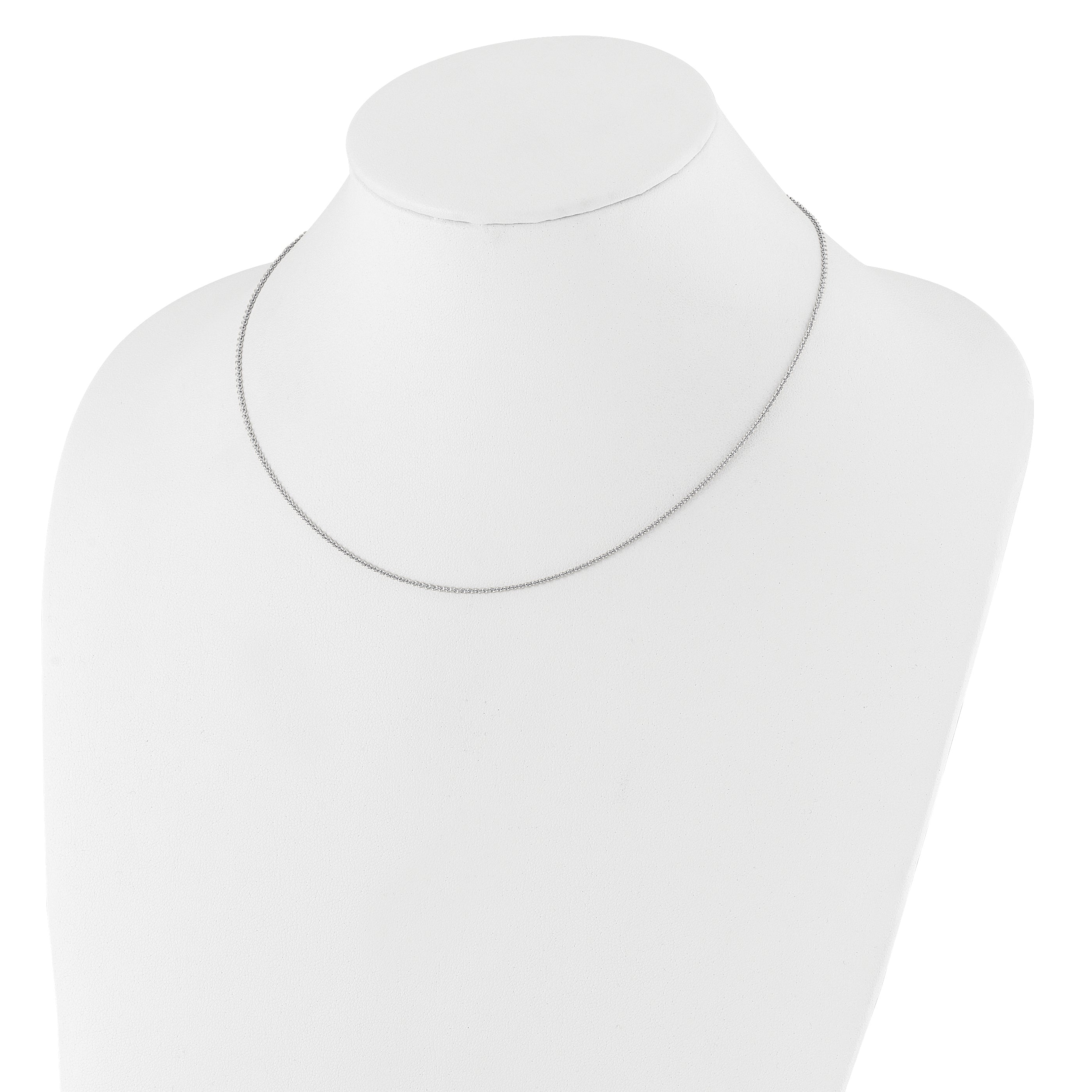 14k White Gold 1.4mm Round Cable 2in+2in Adjustable Chain