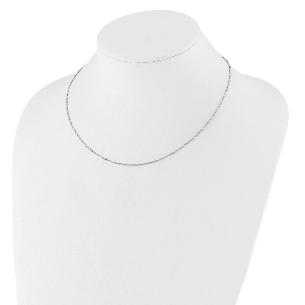 14k White Gold 1.4mm Round Cable 2in+2in Adjustable Chain
