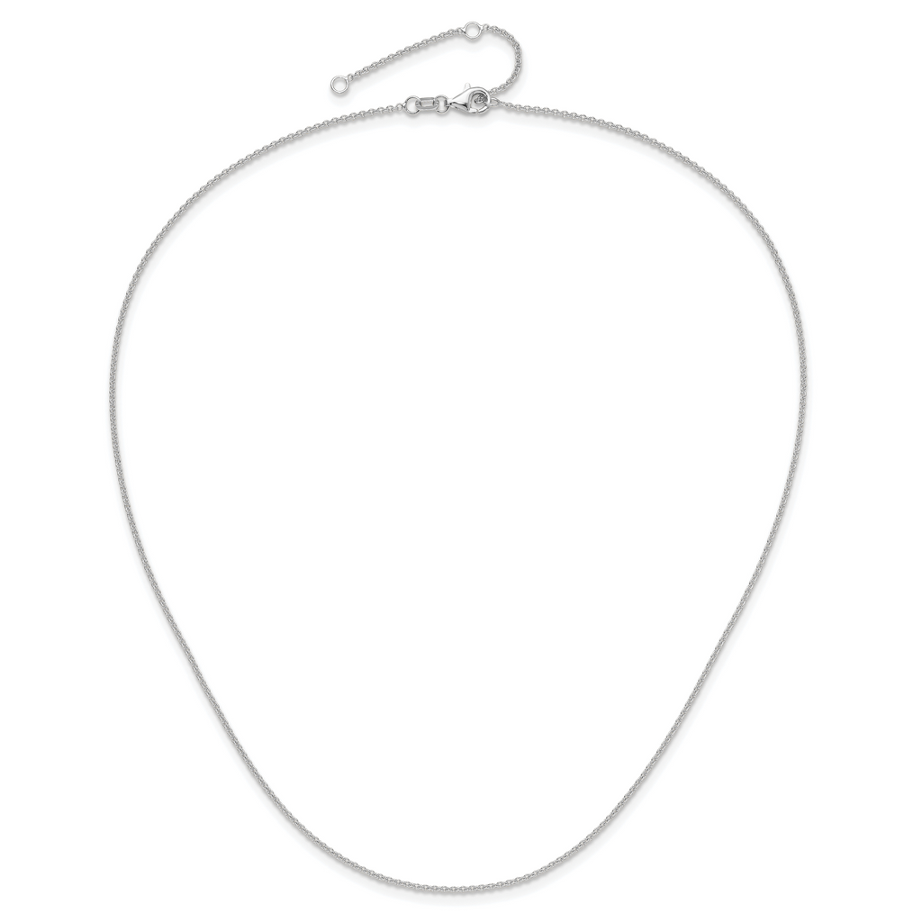 14k White Gold 1.4mm Round Cable 2in+2in Adjustable Chain