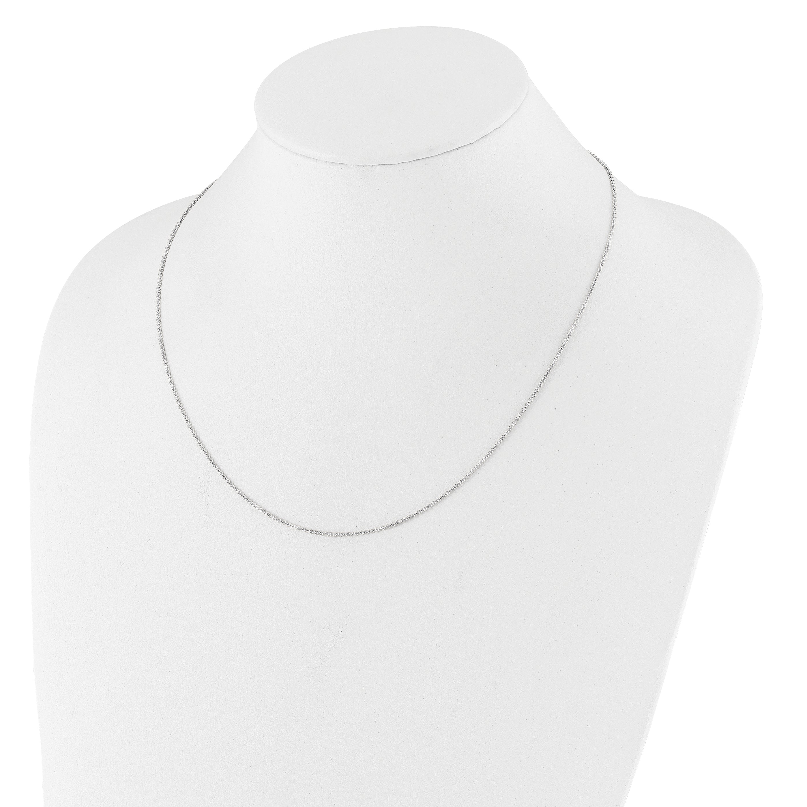 14k White Gold 1.4mm Round Cable 2in+2in Adjustable Chain