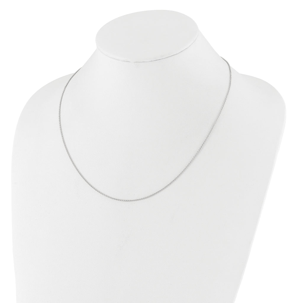 14k White Gold 1.4mm Round Cable 2in+2in Adjustable Chain