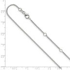 14k White Gold 1.4mm Round Cable 2in+2in Adjustable Chain