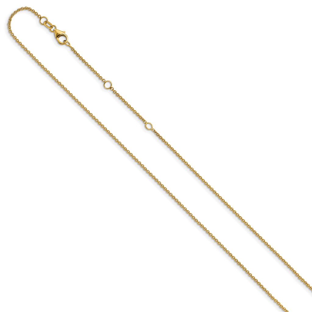 14 Karat 1.4mm Round Cable 2in+2in Adjustable Chain - View 2