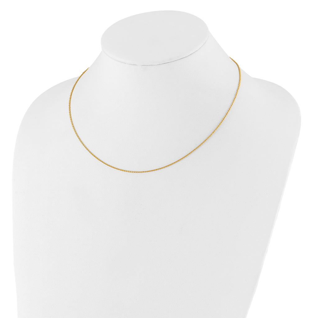14 Karat 1.4mm Round Cable 1in+1in Adjustable Chain - View 3