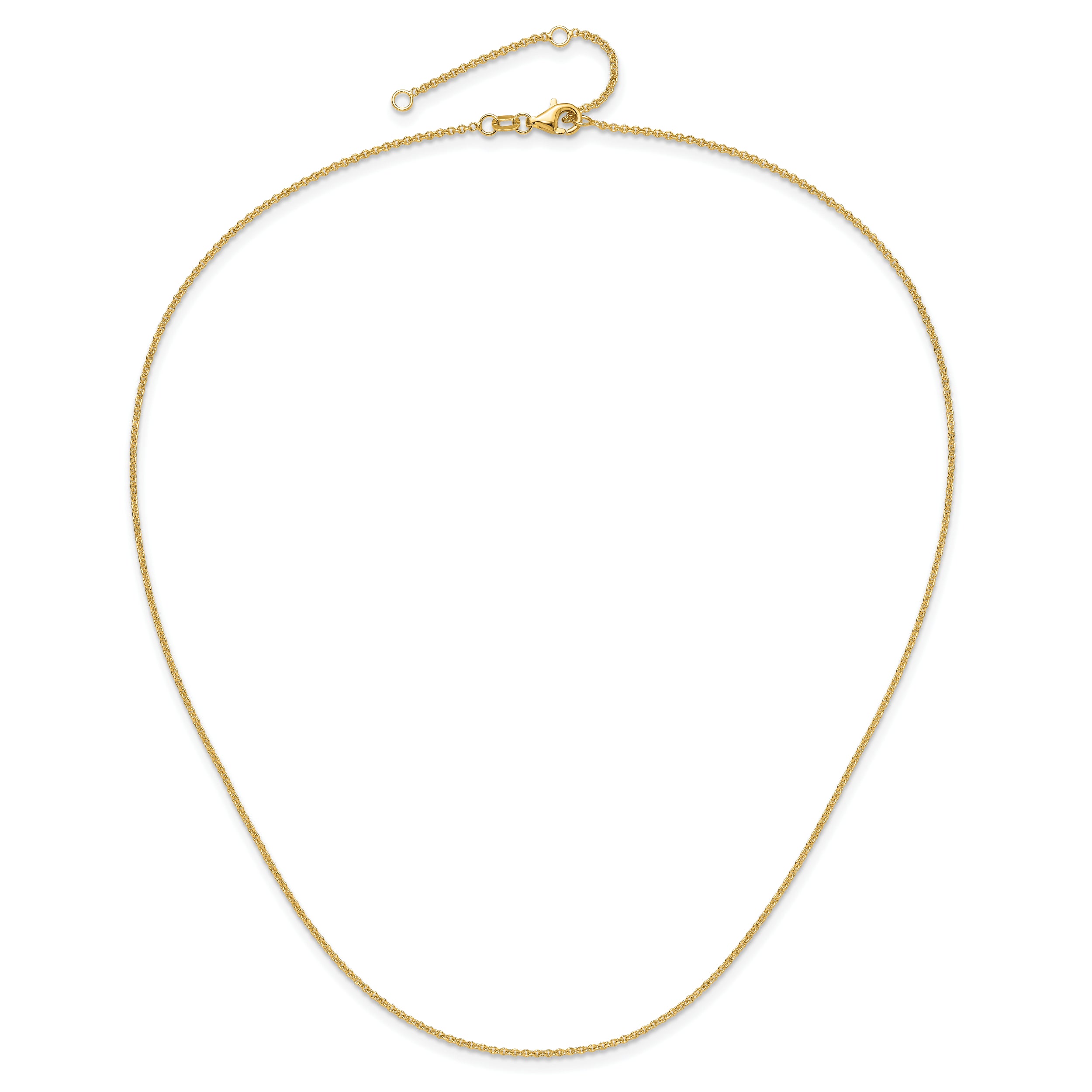 14k 1.4mm Round Cable 2in+2in Adjustable Chain