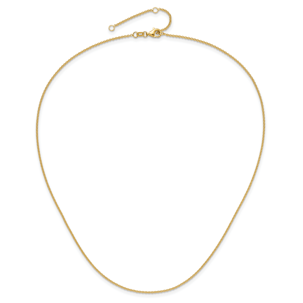 14k 1.4mm Round Cable 2in+2in Adjustable Chain