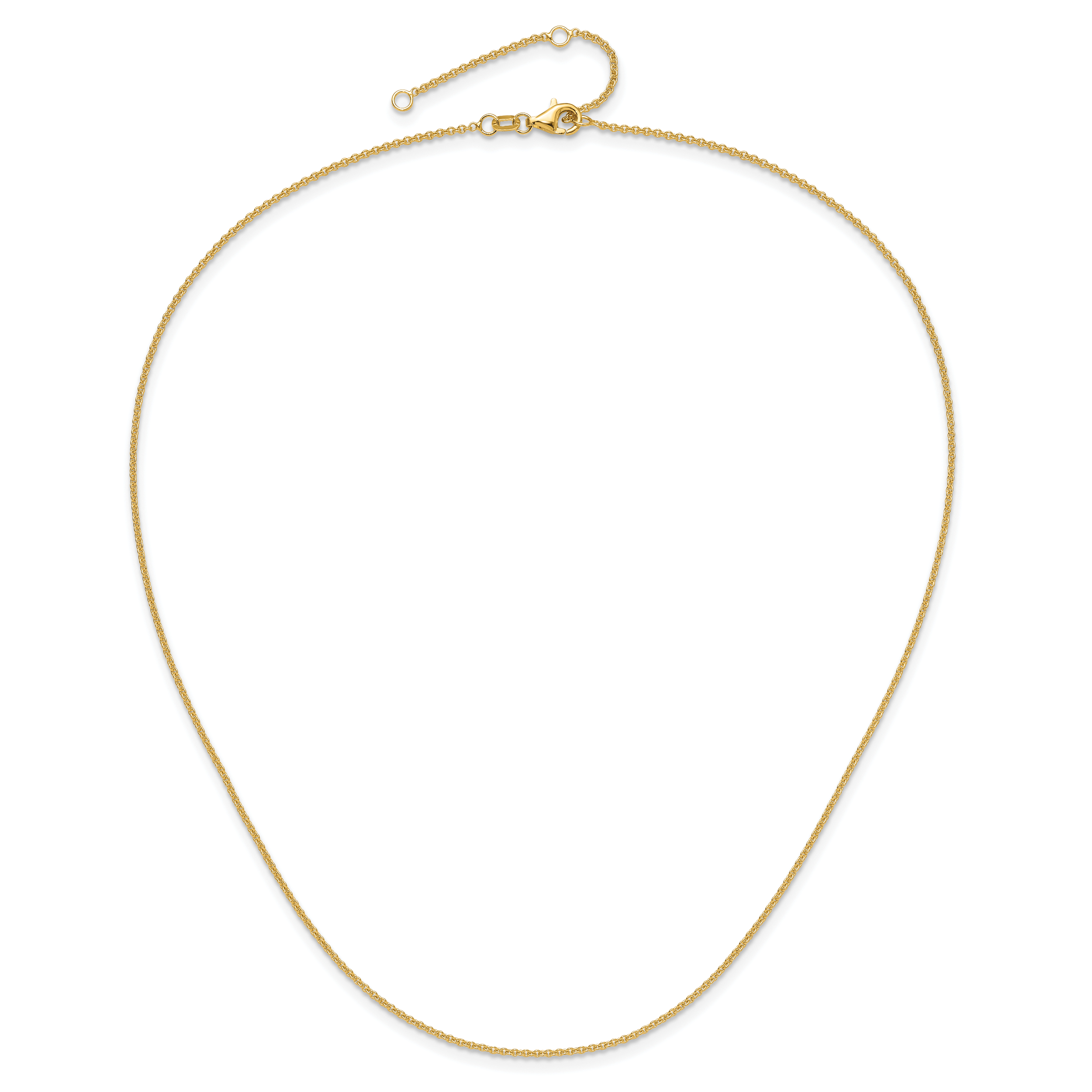 14k 1.4mm Round Cable 2in+2in Adjustable Chain