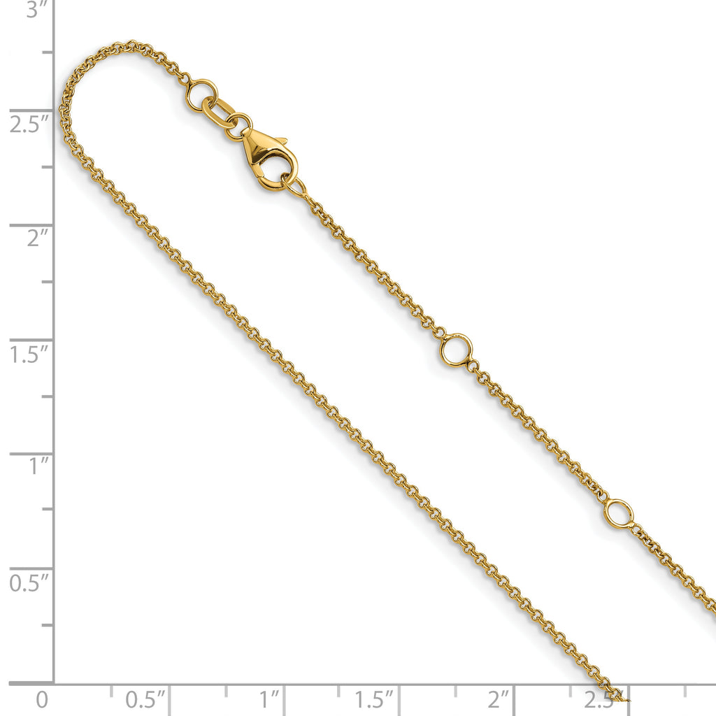 14 Karat 1.4mm Round Cable 1in+1in Adjustable Chain - View 6