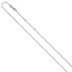 14k White Gold 1.1mm D/C Square Cable 2in+2in Adjustable Chain