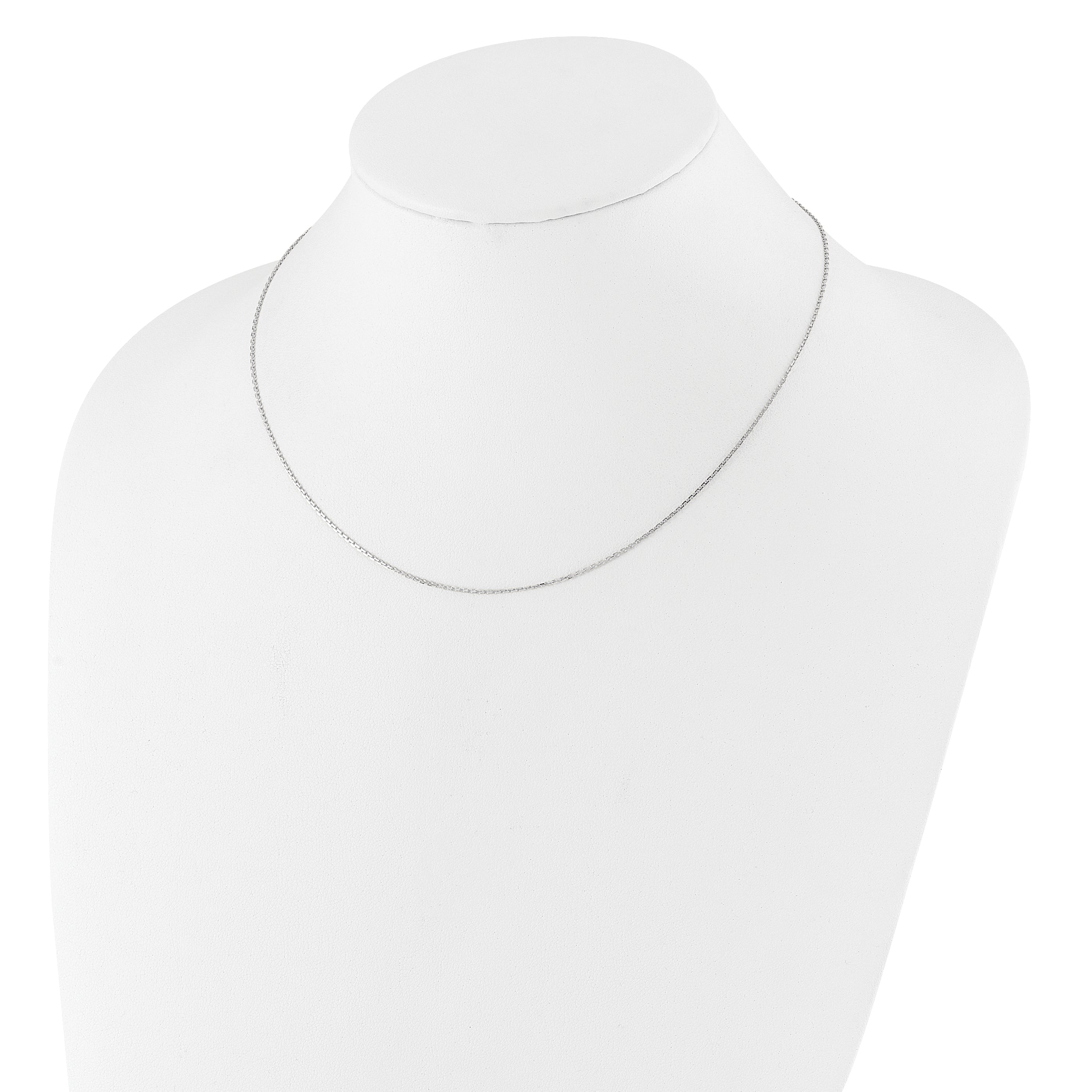 14k White Gold 1.1mm D/C Square Cable 2in+2in Adjustable Chain