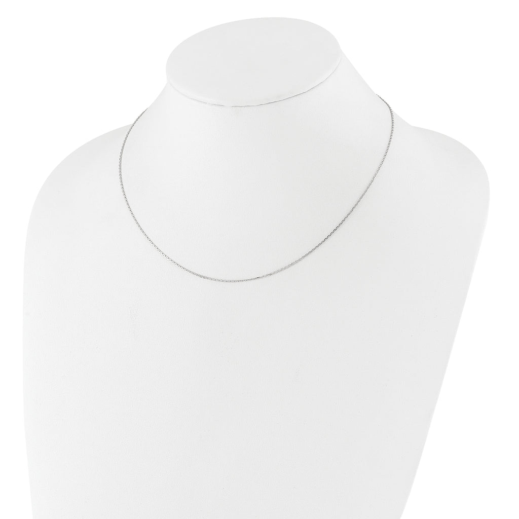 14k White Gold 1.1mm D/C Square Cable 2in+2in Adjustable Chain