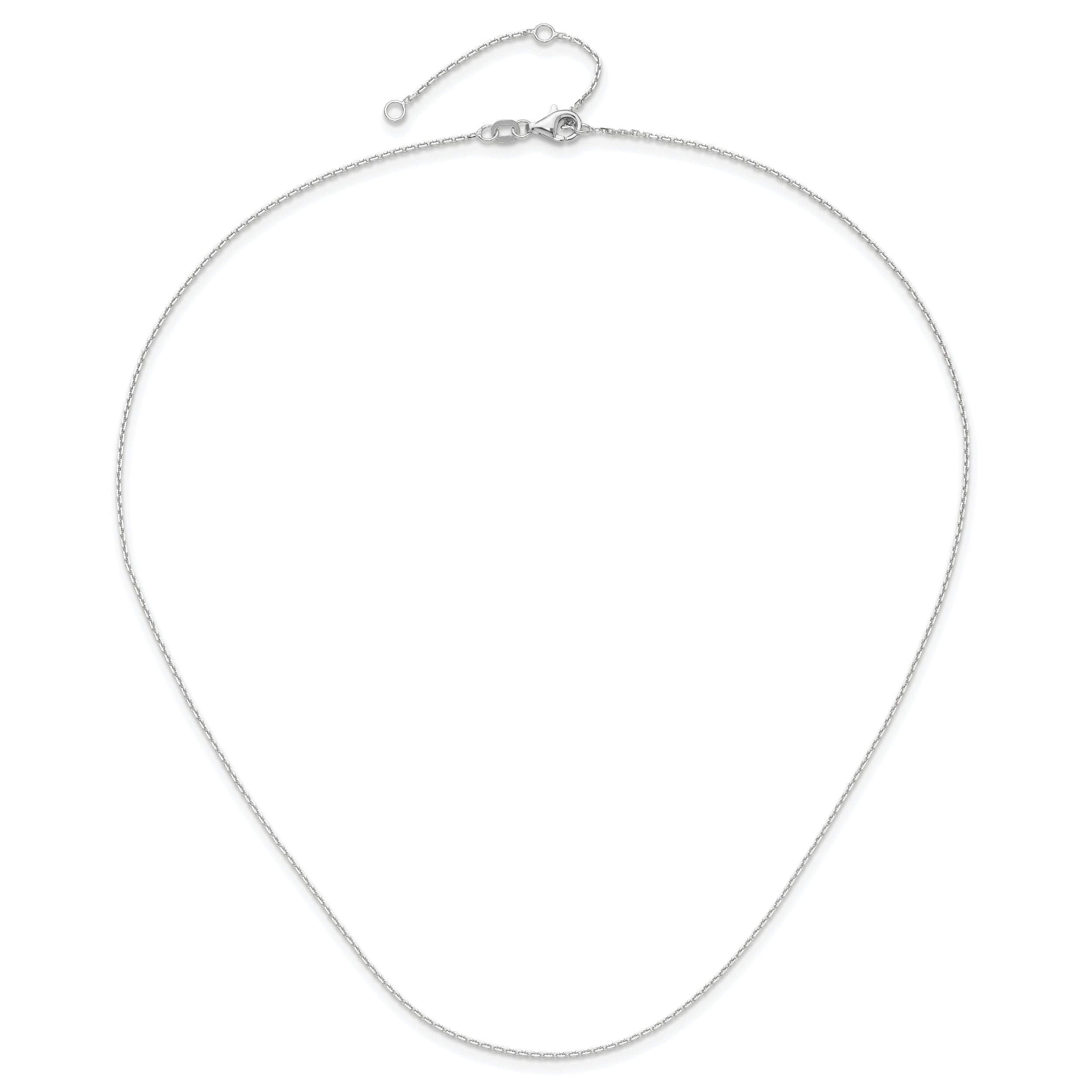 14k White Gold 1.1mm D/C Square Cable 2in+2in Adjustable Chain