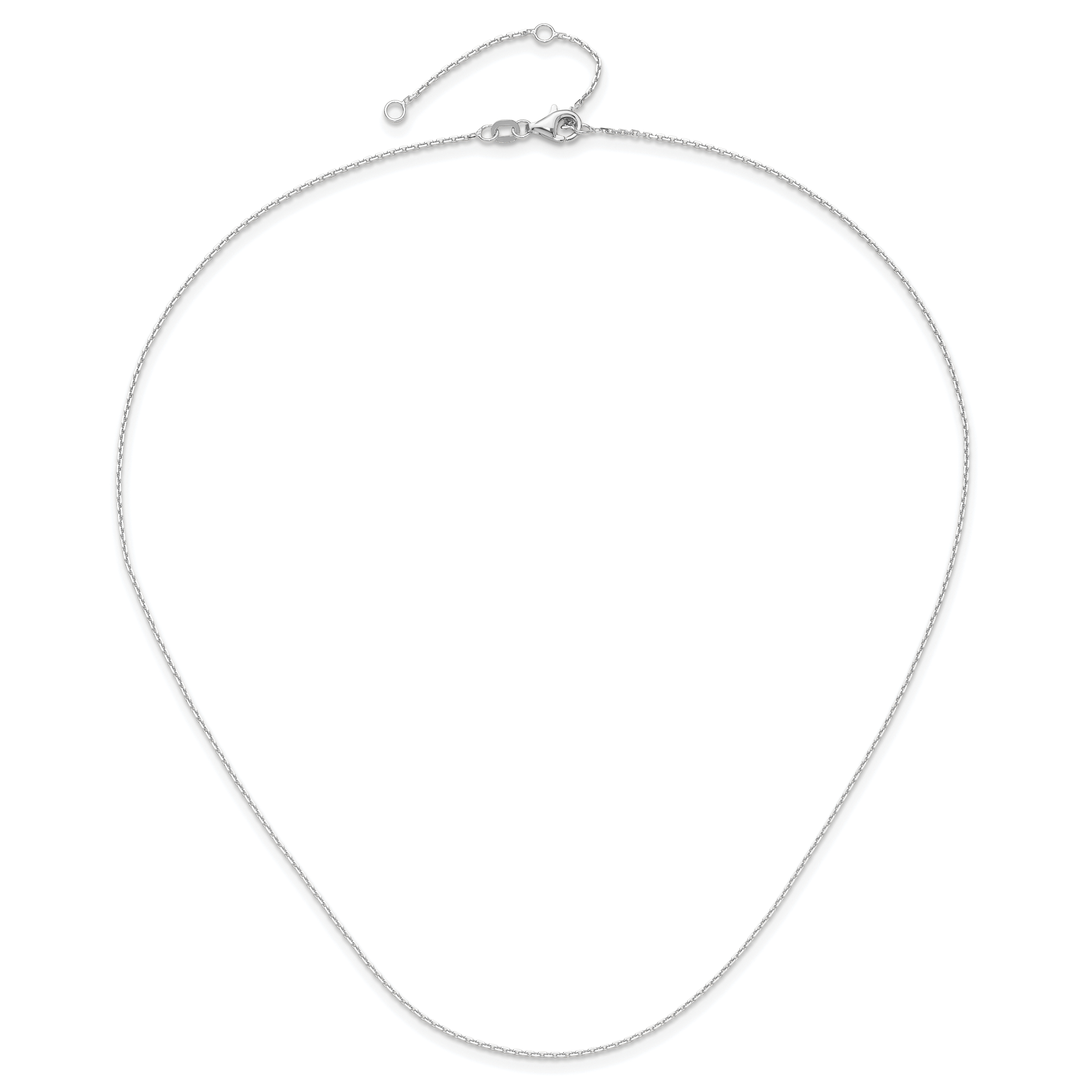 14k White Gold 1.1mm D/C Square Cable 2in+2in Adjustable Chain