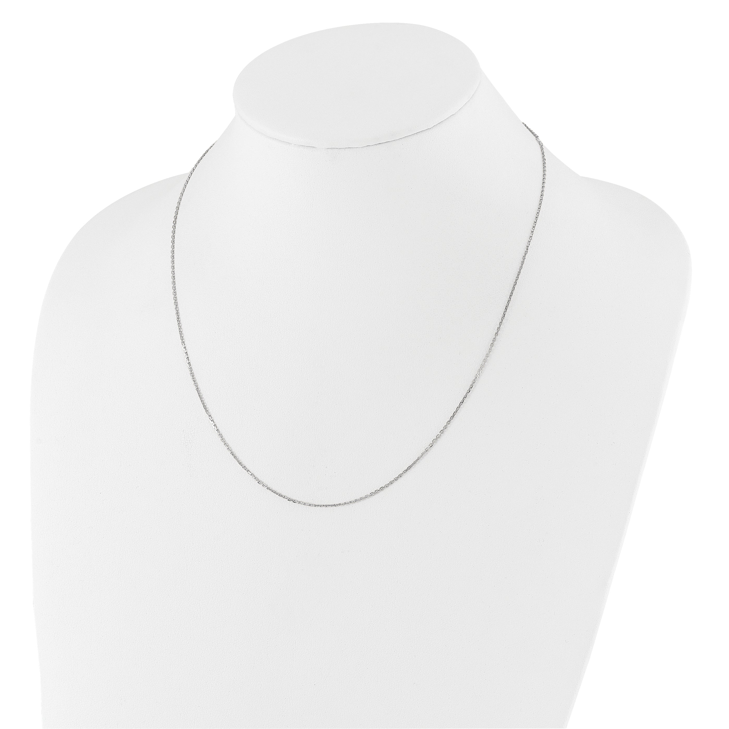 14k White Gold 1.1mm D/C Square Cable 2in+2in Adjustable Chain