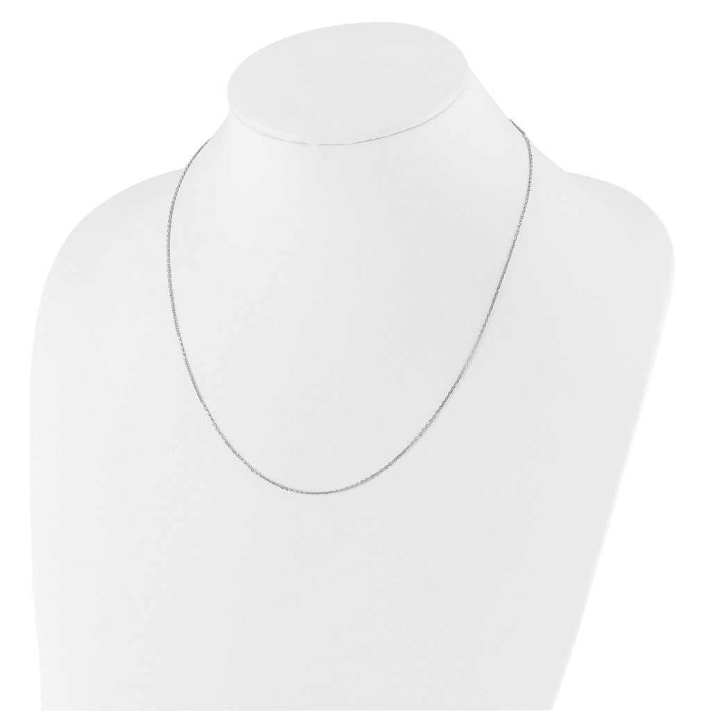 14k White Gold 1.1mm D/C Square Cable 2in+2in Adjustable Chain