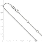 14k White Gold 1.1mm D/C Square Cable 2in+2in Adjustable Chain