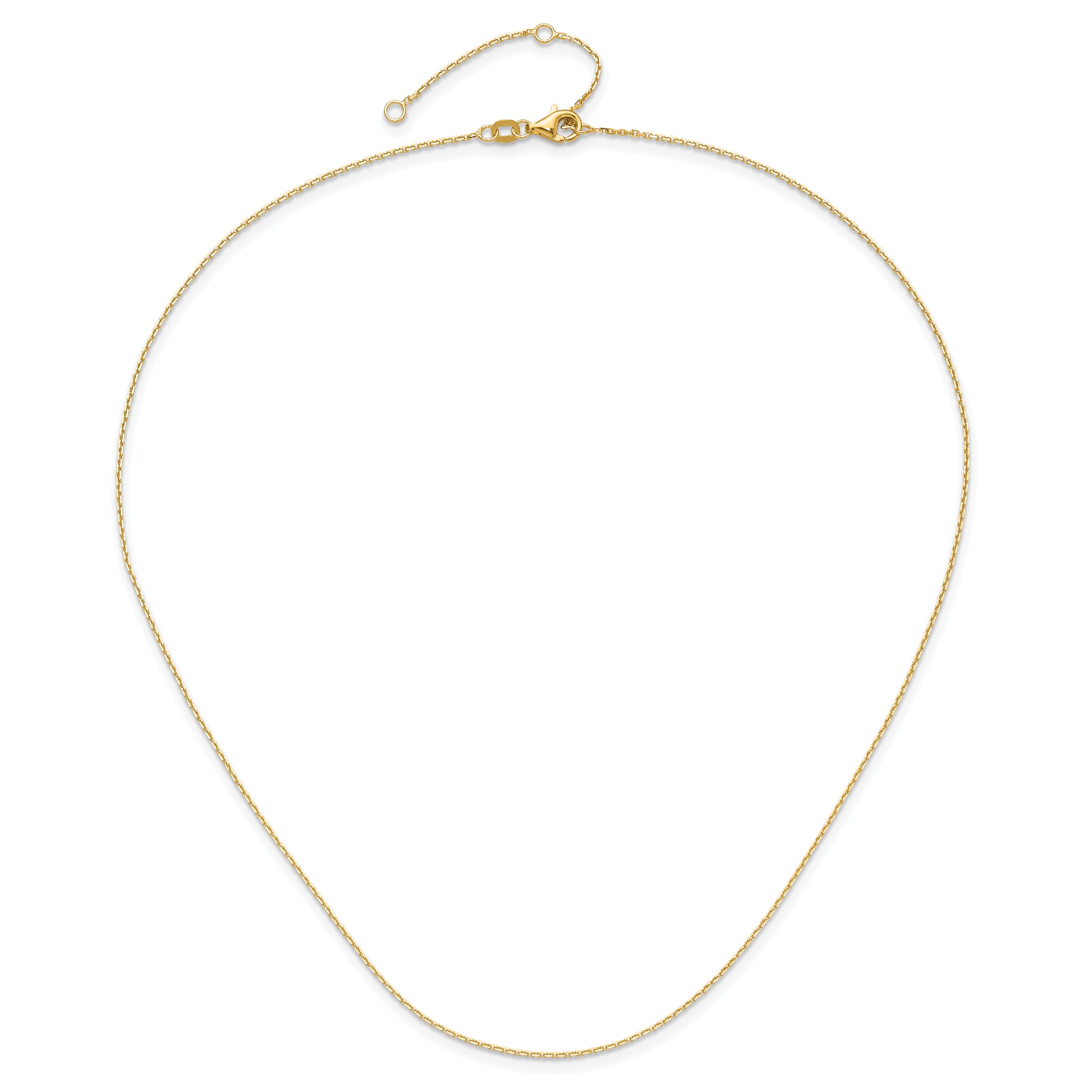 14k 1.1mm D/C Square Cable 2in+2in Adjustable Chain