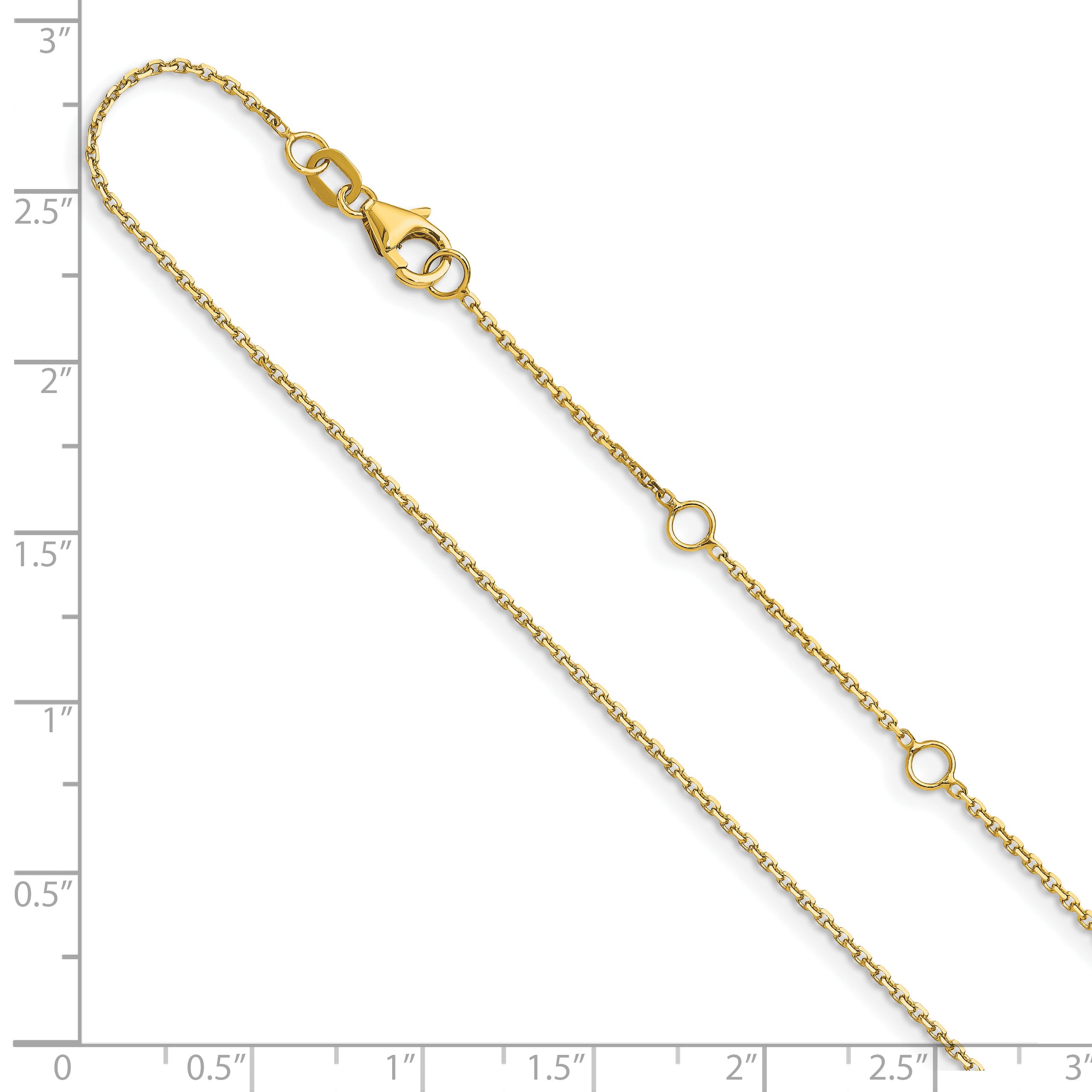 14k 1.1mm D/C Square Cable 2in+2in Adjustable Chain