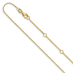 14k 1.1mm D/C Square Cable 2in+2in Adjustable Chain