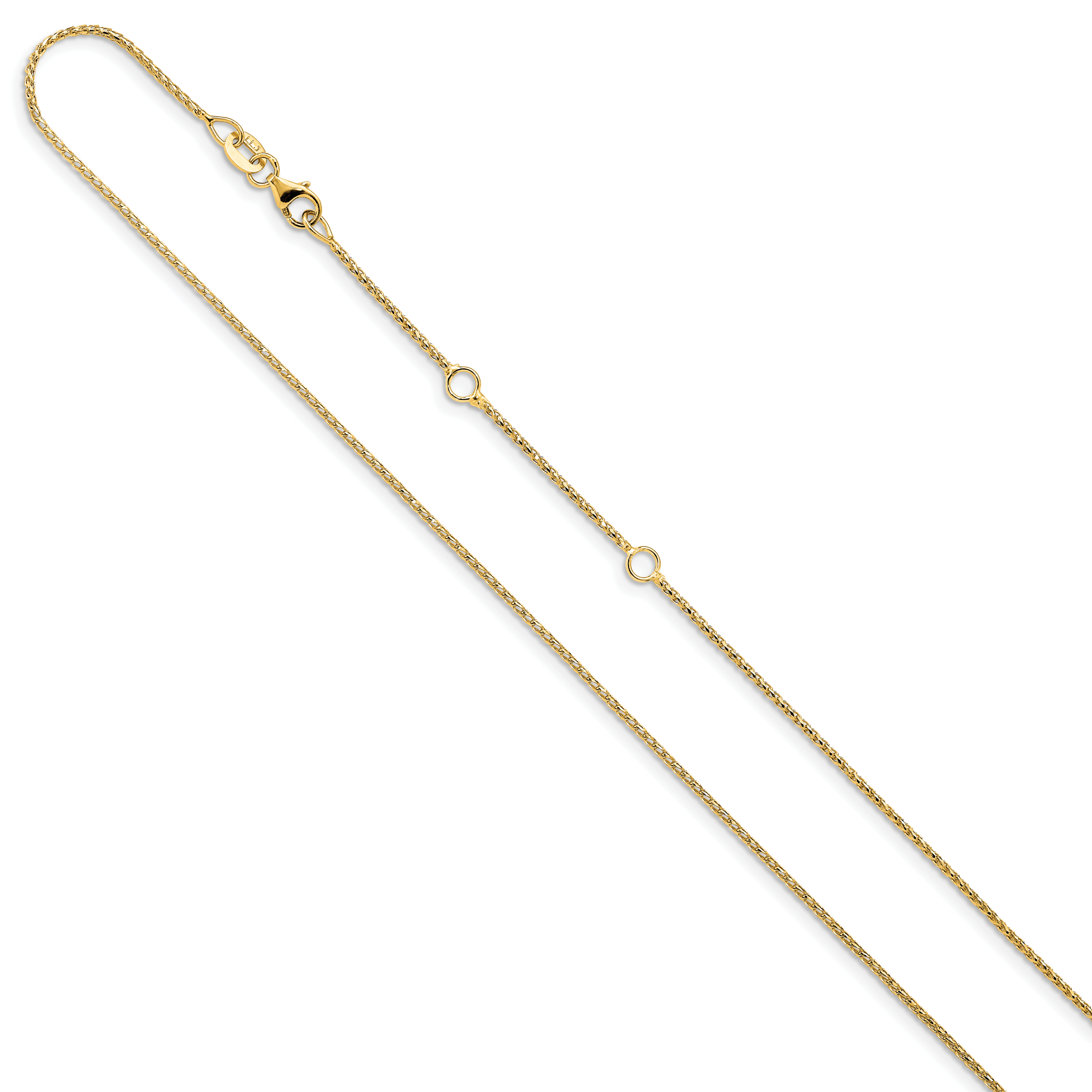 14K 1mm D/C Open Franco 1in+1in Adjustable Chain