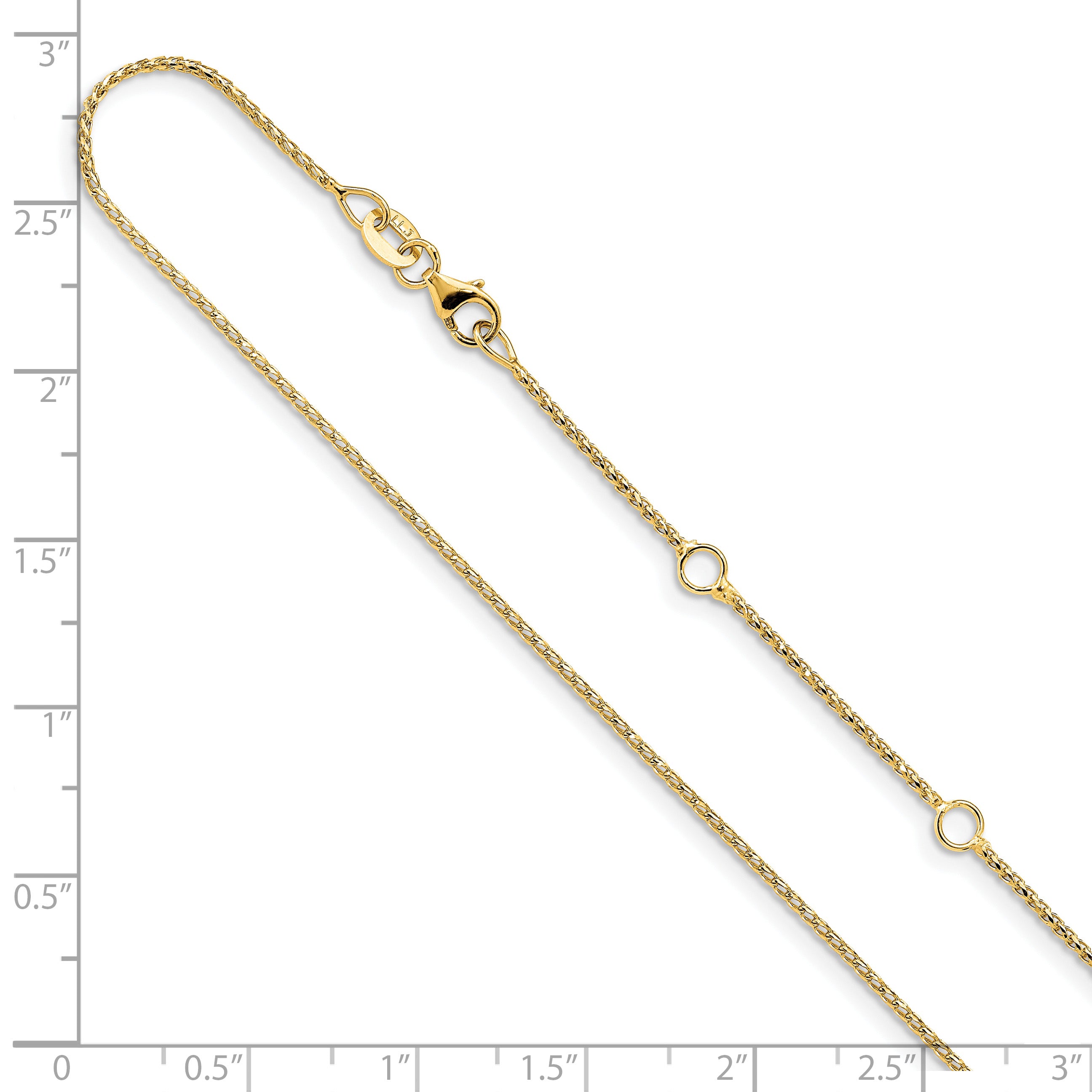 14K 1mm D/C Open Franco 1in+1in Adjustable Chain