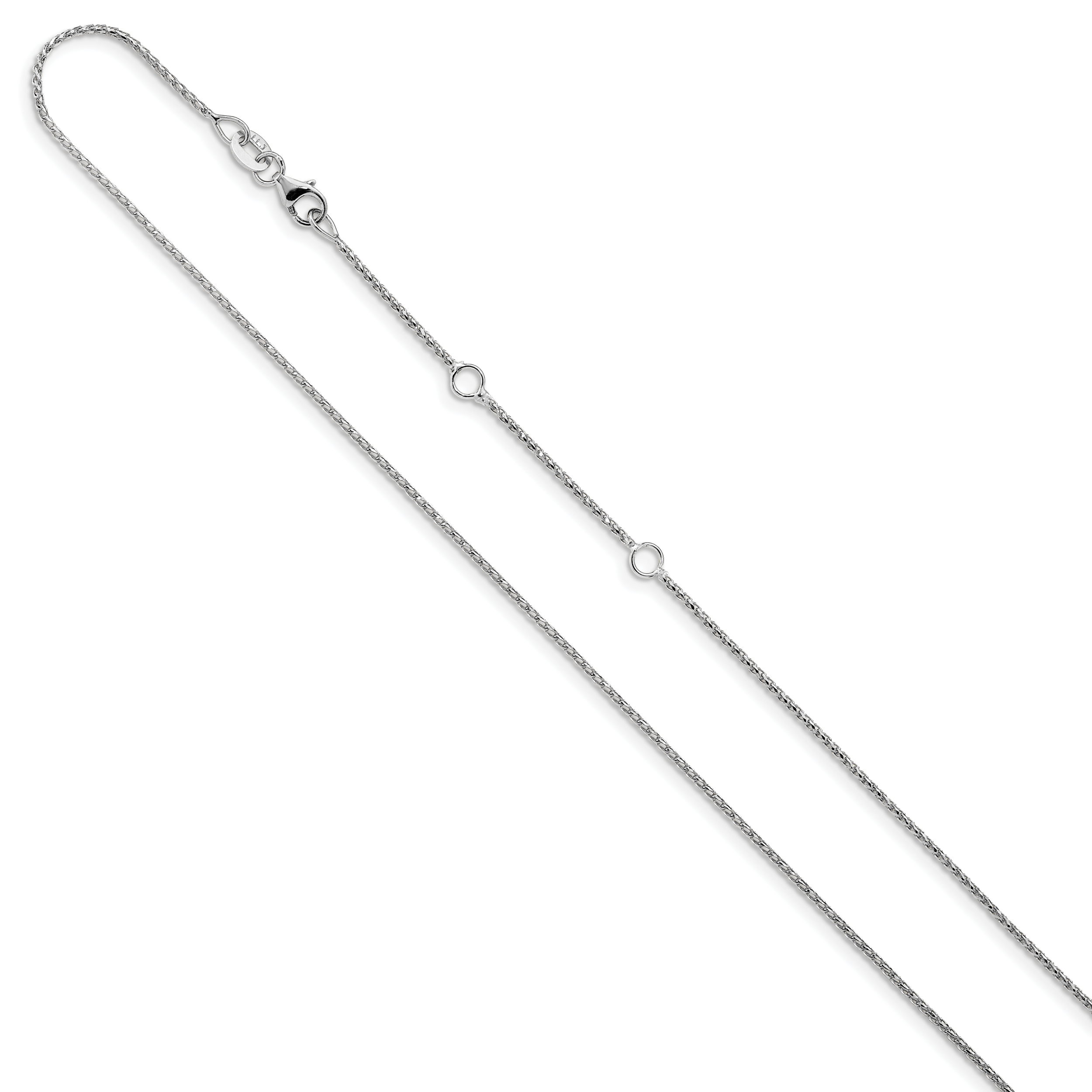 14K White Gold 1mm D/C Open Franco 1in+1in Adjustable Chain Secondary image
