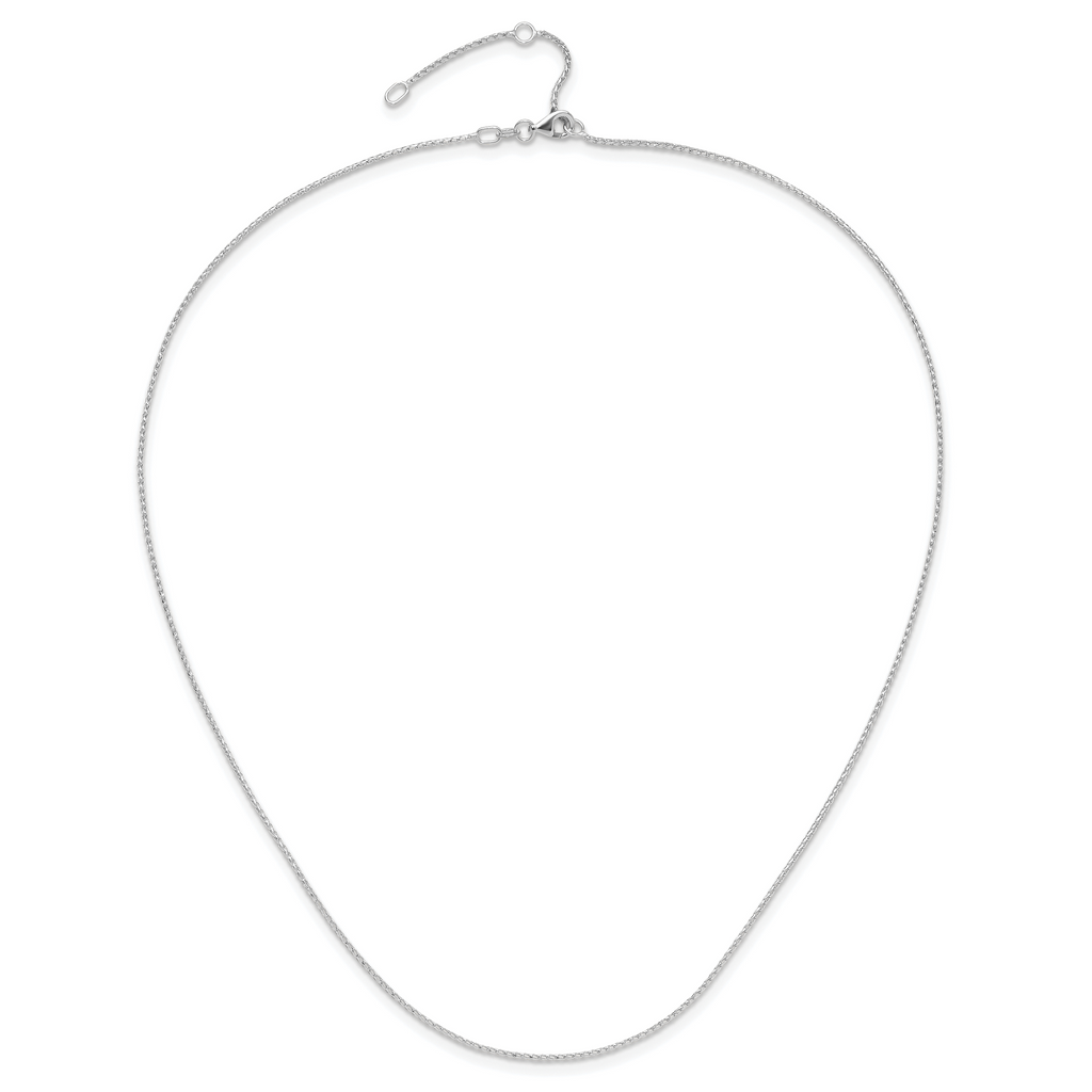 14K White Gold 1mm D/C Open Franco 1in+1in Adjustable Chain